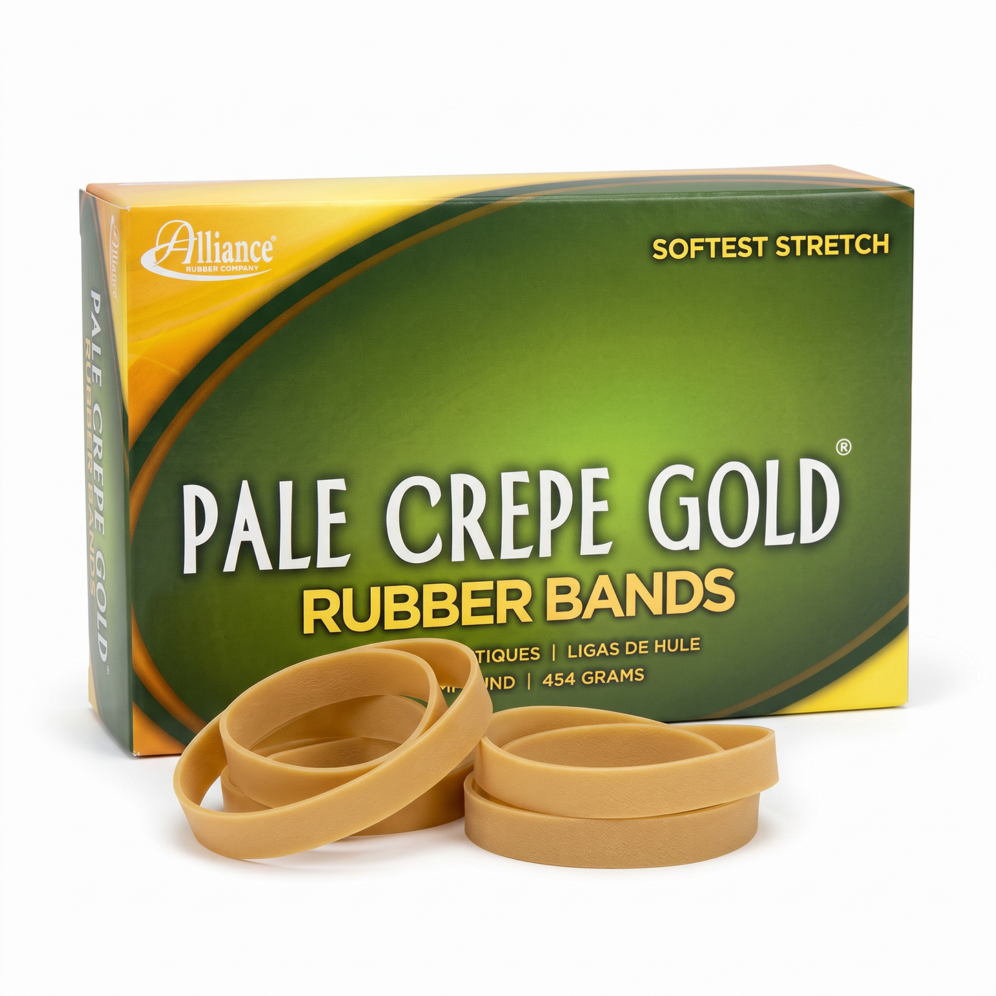 Alliance Pale Crepe Gold Rubber Bands – Size #84 – Approx. 240 Count