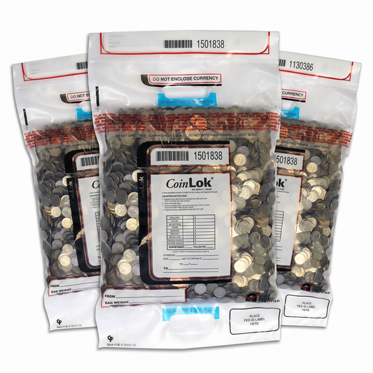 CoinLok® Tamper-Evident Coin Deposit Bags – 12" x 25" – 50 Pack